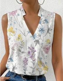 2023 New printed V-neck sleeveless shirt
