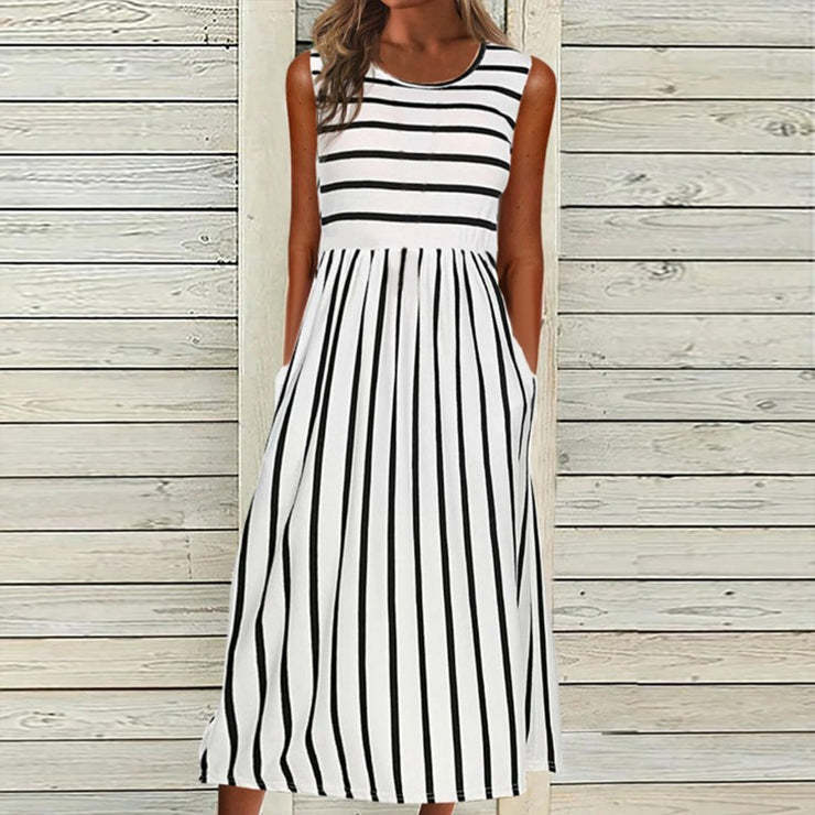 2023 New striped print dress